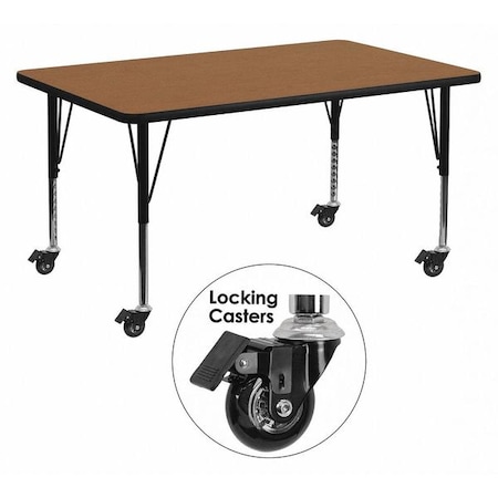Flash Furniture Rectangle Activity Table, Laminate, Wood Grain XU-A2448-REC-OAK-T-P-CAS-GG