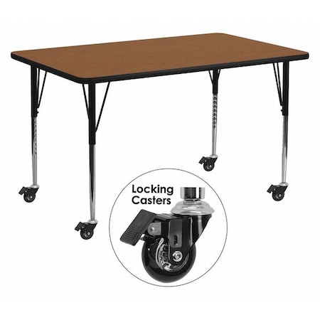 Flash Furniture Rectangle Activity Table, Laminate, Wood Grain XU-A2460-REC-OAK-H-A-CAS-GG