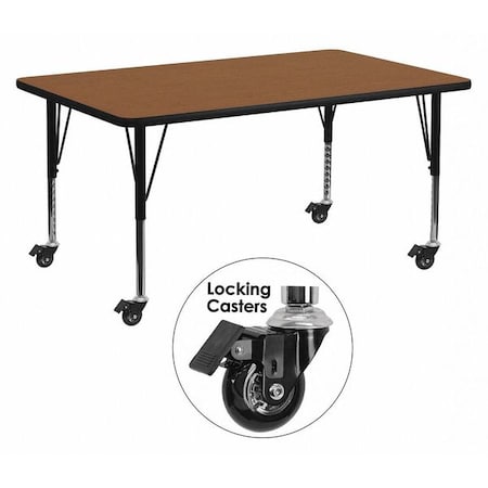 Flash Furniture Rectangle Activity Table, Laminate, Wood Grain XU-A2460-REC-OAK-H-P-CAS-GG