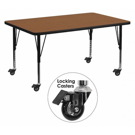Flash Furniture Rectangle Activity Table, Laminate, Wood Grain XU-A3060-REC-OAK-H-P-CAS-GG
