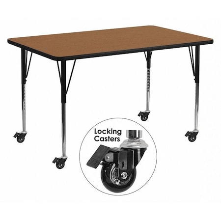 Flash Furniture Rectangle Activity Table, Laminate, Wood Grain XU-A3072-REC-OAK-T-A-CAS-GG