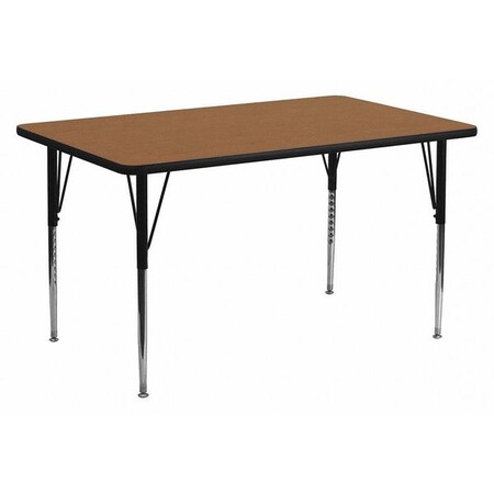 Flash Furniture Rectangle Activity Table, Chrome, Laminate, Particleboard, Steel, Wood Grain XU-A3072-REC-OAK-T-A-GG