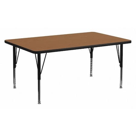 Flash Furniture Rectangle Activity Table, Chrome, Laminate, Particleboard, Steel, Wood Grain XU-A3072-REC-OAK-T-P-GG
