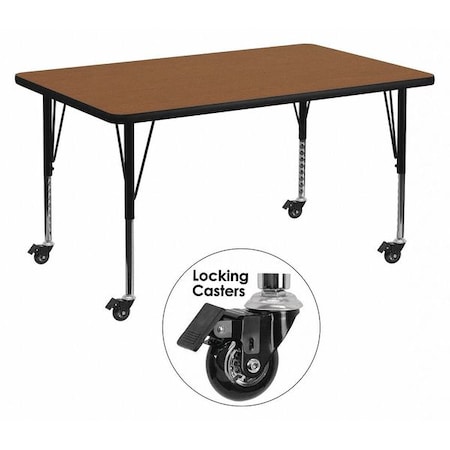 Flash Furniture Rectangle Activity Table, Laminate, Wood Grain XU-A3672-REC-OAK-H-P-CAS-GG