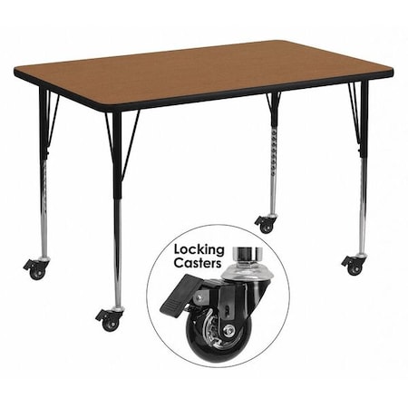 Flash Furniture Rectangle Activity Table, Laminate, Wood Grain XU-A3672-REC-OAK-T-A-CAS-GG