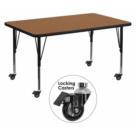 Flash Furniture Rectangle Activity Table, Laminate, Wood Grain XU-A3672-REC-OAK-T-P-CAS-GG