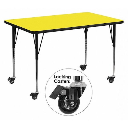 Flash Furniture Rectangle Activity Table, Laminate, Yellow XU-A3060-REC-YEL-H-A-CAS-GG