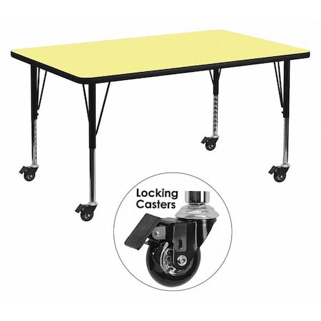 Flash Furniture Rectangle Activity Table, Laminate, Yellow XU-A3060-REC-YEL-T-P-CAS-GG