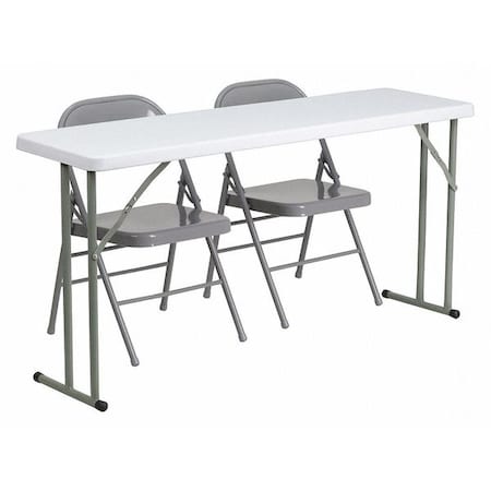 Flash Furniture Rectangle Table Set, Plastic Top, White RB-1860-1-GG