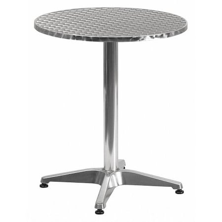 Flash Furniture Round Table, Round, Aluminum, 23.5", 23.5 W, 23.5 L, 27.5 H, Aluminum, Plastic, Stainless Steel, Grey TLH-052-1-GG
