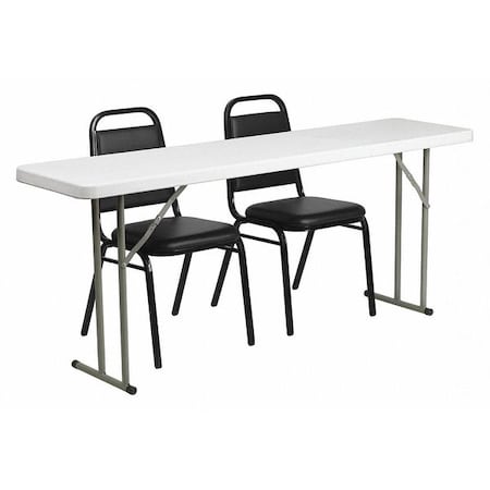 Flash Furniture Rectangle Folding Table, Foam, Metal, Plastic: Polyethylene, Vinyl Top, Black RB-1872-2-GG