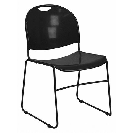 FLASH FURNITURE Stack Chair, Frame, Black, 800 lb. Capacity RUT-188-BK-GG