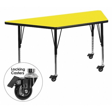 Flash Furniture Trapezoid Activity Table, Chrome, Laminate, Particleboard, Steel, Yellow XU-A2448-TRAP-YEL-H-P-CAS-GG