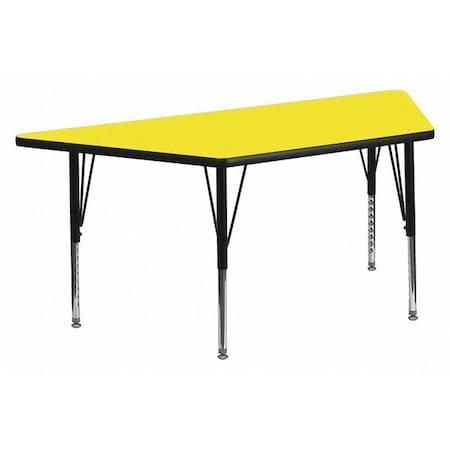 Flash Furniture Trapezoid Activity Table, Chrome, Laminate, Particleboard, Steel, Yellow XU-A2448-TRAP-YEL-H-P-GG