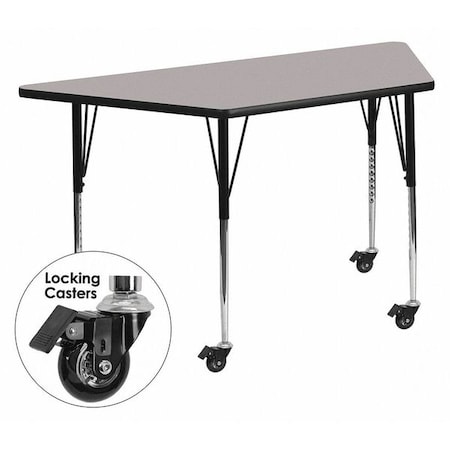 Flash Furniture Trapezoid Activity Table, Chrome, Laminate, Particleboard, Steel, Grey XU-A2448-TRAP-GY-H-A-CAS-GG