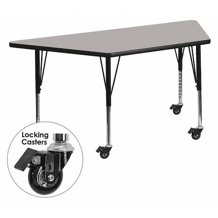 Flash Furniture Trapezoid Activity Table, Chrome, Laminate, Particleboard, Steel, Grey XU-A3060-TRAP-GY-T-P-CAS-GG