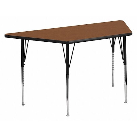 Flash Furniture Trapezoid Activity Table, 29 W, 57 L, 30.25 H, Chrome, Laminate, Particleboard, Steel, Wood Grain XU-A3060-TRAP-OAK-H-A-GG