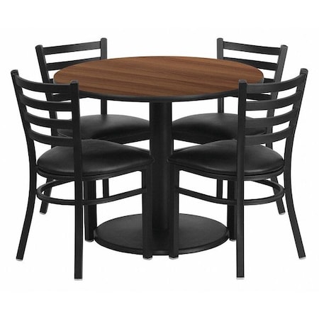 Flash Furniture Round Table Set, 36" W, 36" L, 30" H, Laminate Top, Wood Grain RSRB1032-GG