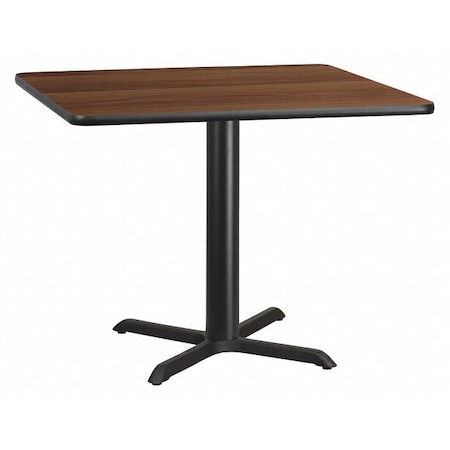 Flash Furniture Square Walnut Table, Sqr w/x-Base, 42" W x 13" H, Laminate Top, Wood Grain XU-WALTB-4242-T3333-GG