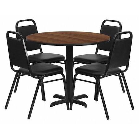 Flash Furniture Round Table Set, 36" W, 36" L, 30" H, Laminate, Wood Grain HDBF1004-GG