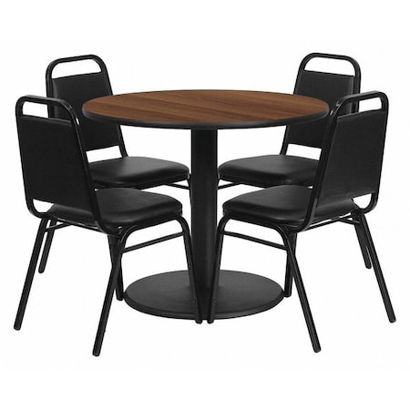 Flash Furniture Round Table Set, 36" W, 36" L, 30" H, Laminate, Wood Grain RSRB1004-GG