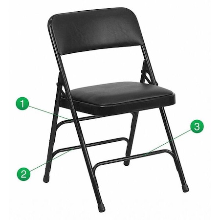 Flash Furniture Folding Chair, Black Vinyl, 30" H HA-MC309AV-BK-GG