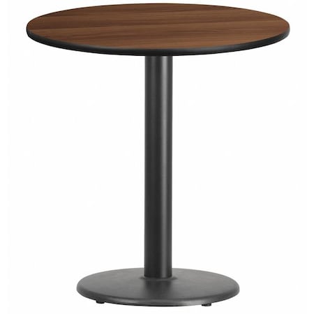 Flash Furniture Round Walnut Lmnt Table Top, Round w/Base, 24", Laminate Top, Wood Grain XU-RD-24-WALTB-TR18-GG