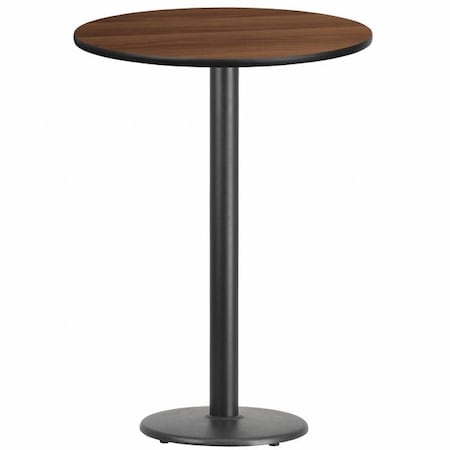 Flash Furniture Round Walnut Lmnt Table Top, Round w/Base, 30", Laminate Top, Wood Grain XU-RD-30-WALTB-TR18B-GG
