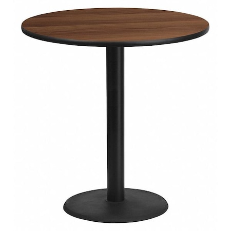 Flash Furniture Round Walnut Lmnt Table Top, Round w/Base, 42", 42" W, 42" L, 43.125" H, Laminate Top, Wood Grain XU-RD-42-WALTB-TR24B-GG