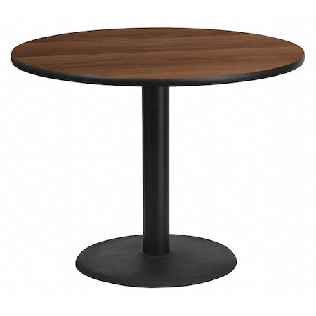 Flash Furniture Round Walnut Lmnt Table Top, Round w/Base, 42", 42" W, 31-1/8" H, Walnut XU-RD-42-WALTB-TR24-GG