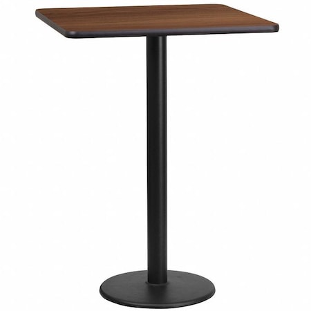 Flash Furniture Square Walnut Table Top, Square w/Rnd Base, 24", Laminate Top, Wood Grain XU-WALTB-2424-TR18B-GG