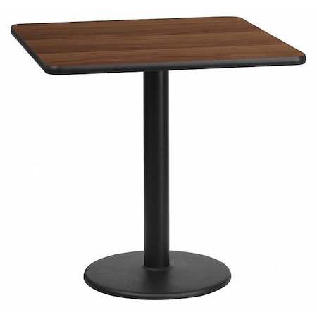 Flash Furniture Square Walnut Table Top, Square w/Round Base, 24", Laminate Top, Wood Grain XU-WALTB-2424-TR18-GG