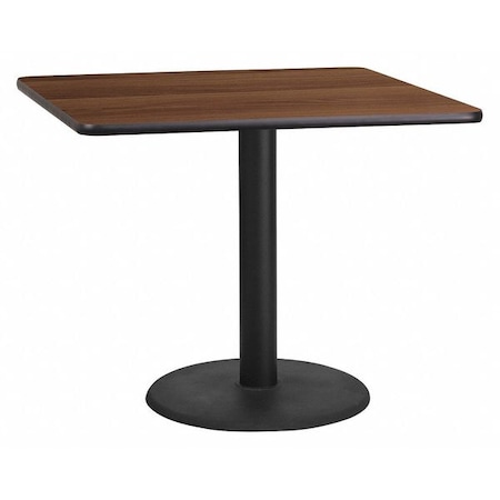 Flash Furniture Square Walnut Table Top, Square w/Round Base, 36", Laminate Top, Wood Grain XU-WALTB-3636-TR24-GG