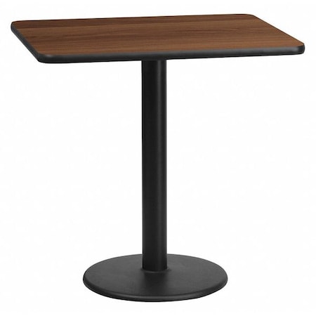 Flash Furniture Rectangle Walnut Table, Rctngl w/Round Base, 24"x30", Laminate Top, Wood Grain XU-WALTB-2430-TR18-GG
