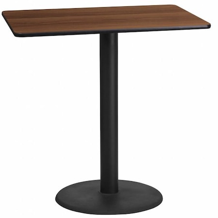 Flash Furniture Rectangle Walnut Table, Rctngl w/Round Base, 24"x42", Laminate Top, Wood Grain XU-WALTB-2442-TR24B-GG