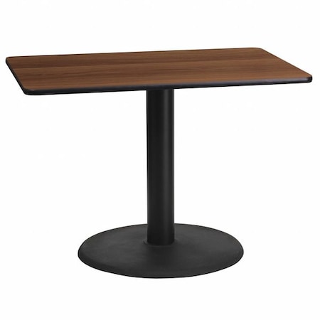 Flash Furniture Rectangle Walnut Table, Rctngl w/Round Base, 24"x42", Laminate Top, Wood Grain XU-WALTB-2442-TR24-GG