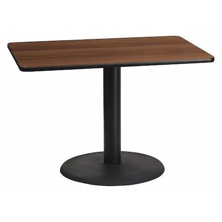 Flash Furniture Rectangle Walnut Table, Rctngl w/Round Base, 30"x42", Laminate Top, Wood Grain XU-WALTB-3042-TR24-GG