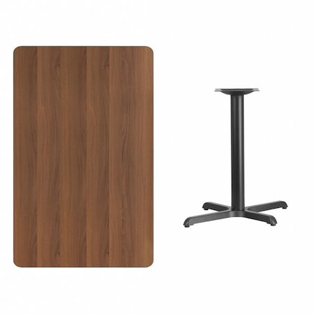 Flash Furniture Rectangle Walnut Table, Rctngl w/Round Base, 30"x48", Laminate Top, Wood Grain XU-WALTB-3048-TR24-GG