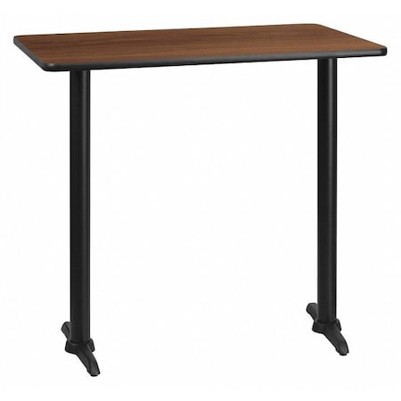 Flash Furniture Rectangle Walnut Table, Rectangle w/T-Base, 30"x42", Laminate Top, Wood Grain XU-WALTB-3042-T0522B-GG