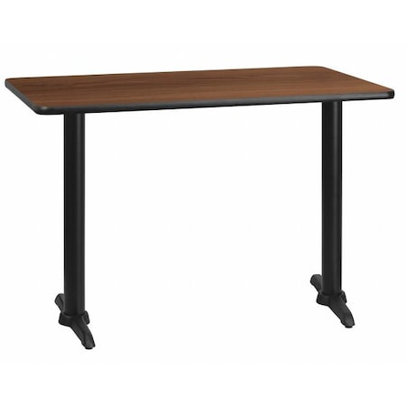 Flash Furniture Rectangle Walnut Table, Rectangle w/T-Base, 30"x42", 30" W, 42" L, 31.125" H, Laminate Top XU-WALTB-3042-T0522-GG