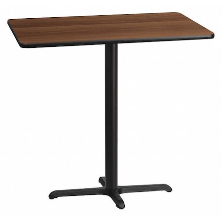Flash Furniture Rectangle Walnut Table, Rectangle w/X-Base, 30"x42", 30" W, 42" L, 43.125" H, Laminate Top XU-WALTB-3042-T2230B-GG