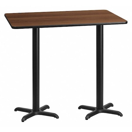 Flash Furniture Rectangle Walnut Table, Rectangle w/X-Base, 30"x60", Laminate Top, Wood Grain XU-WALTB-3060-T2222B-GG