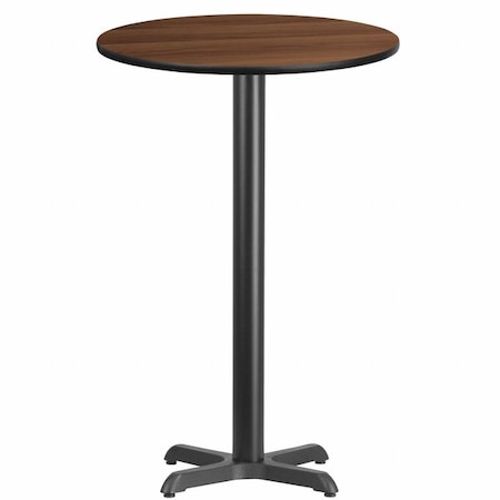 Flash Furniture Round Walnut Table Top, Round w/X-Base, 24", 24" W, 24" L, 43.125" H, Walnut XU-RD-24-WALTB-T2222B-GG