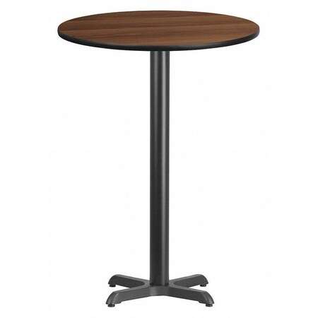 Flash Furniture Round Walnut Table Top, Round w/X-Base, 30", Laminate Top, Wood Grain XU-RD-30-WALTB-T2222B-GG