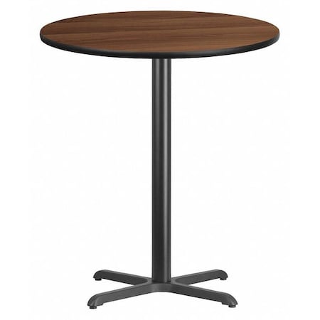 Flash Furniture Round Walnut Table Top, Round w/X-Base, 36", Laminate Top, Wood Grain XU-RD-36-WALTB-T3030B-GG