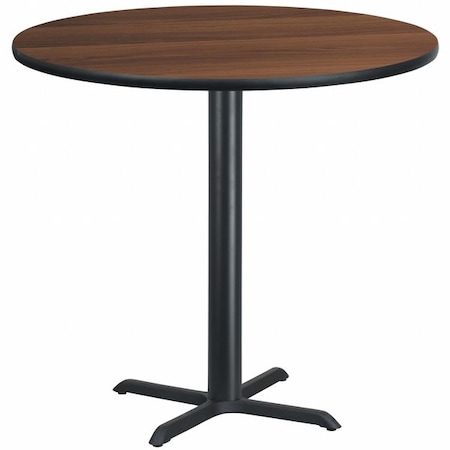 Flash Furniture Round Walnut Table Top, Round w/X-Base, 42", Laminate Top, Wood Grain XU-RD-42-WALTB-T3333B-GG