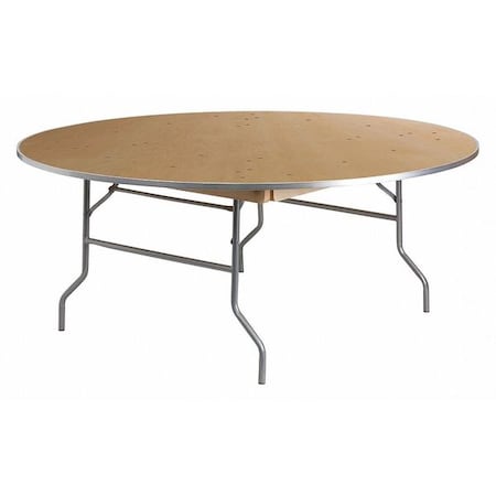 Flash Furniture Round Folding Table, Birchwood, Steel Top, Natural XA-72-BIRCH-M-GG