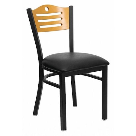 Flash Furniture Hercules Restaurant Chair, 16-3/4 in W 21-1/2" L 32-3/4" H, Vinyl Seat XU-DG-6G7B-SLAT-BLKV-GG