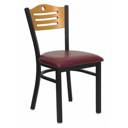 FLASH FURNITURE Restaurant Chair, 21-1/2"L32-3/4"H, VinylSeat, HerculesSeries XU-DG-6G7B-SLAT-BURV-GG