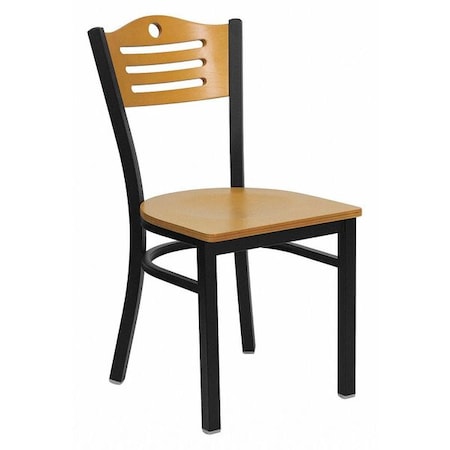 Flash Furniture Hercules Restaurant Chair, Wood Back, 16-3/4 in W 21-1/2" L 32-3/4" H XU-DG-6G7B-SLAT-NATW-GG